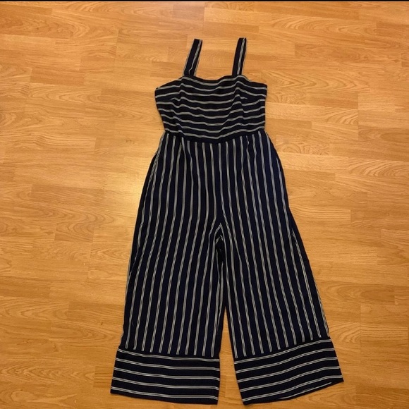 Japna Pants - Women’s(juniors) JAPNA Navy Blue & White Stripped Jumpsuit